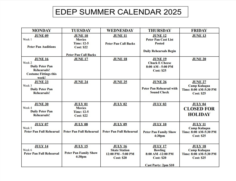 Talbot Summer 2025 Calendar Talbot Summer 2025 Calendar